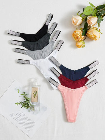 7pack Contrast Tape No Show Panty Set