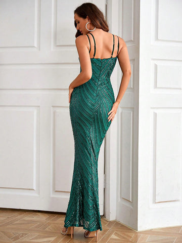 LOVE&LEMONADE Backless Mermaid Hem Sequin Prom Dress
