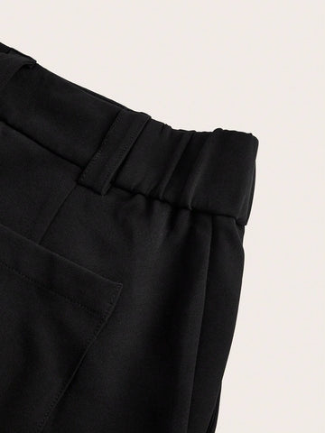 Solid Button Detail Shorts