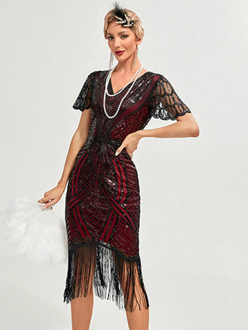 1920s Retro Fringe Embellished Bodycon Dress For Cocktail Party Event