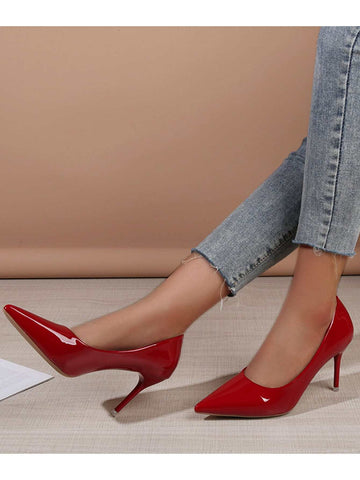2023 New Spring & Autumn Fashionable Red High Heels For Women, Suitable For Work