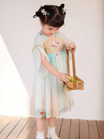 Balabala Girls' Dress Baby Children's Clothing 2024 Summer Children's Hanfu Ruqun Skirt