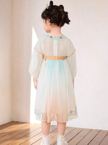 Balabala Girls' Dress Baby Children's Clothing 2024 Summer Children's Hanfu Ruqun Skirt