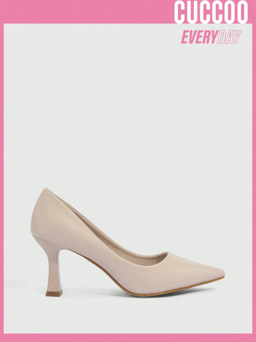 Cuccoo Everyday Collection Women's Shoes Beige Elegant Point Toe Pyramid Heeled Court Pumps