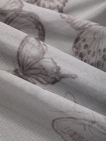 DAZY Women'S Butterfly Print Pleated Cami Dress