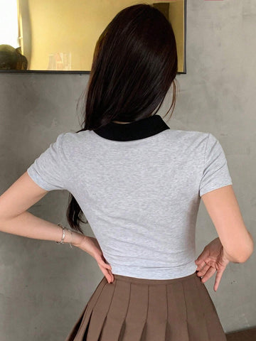 Women Simple Short-Sleeve Printed Casual T-Shirt