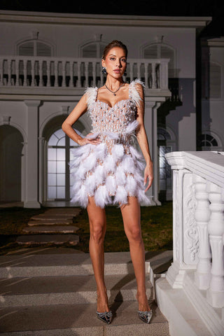 Derby Pearl Feather Sequin Dress