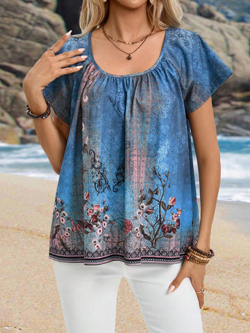EMERY ROSE Women's Printed Casual Shirt, Summer