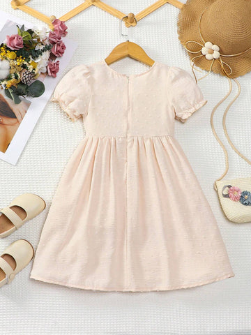 Girl Embroidered Floral Dress, Comfortable, Elegant And Romantic For Spring/Summer
