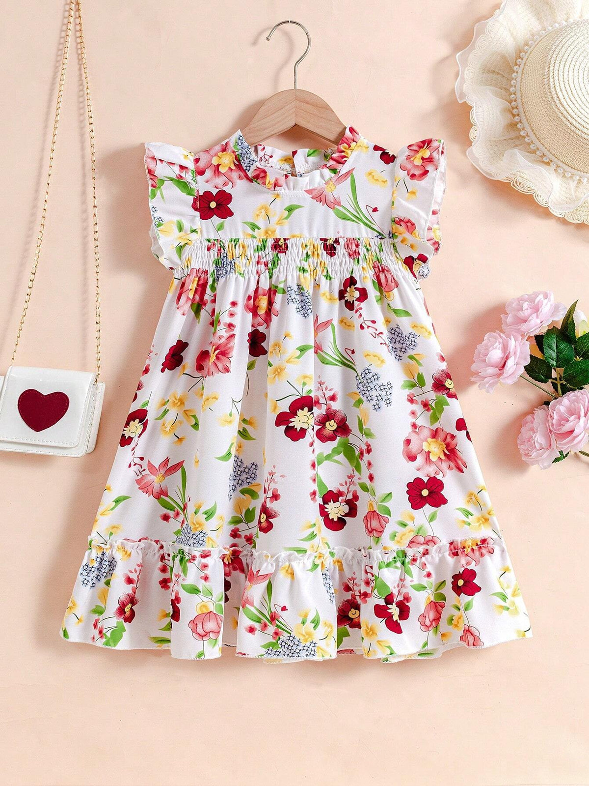 Girl Floral Dress Summer New Children Clothing Chic Baby Girl Flying Sleeve Summer Cool Dress Thin