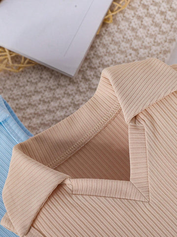 Girls' Solid Color Sleeveless V-Neck Dress 3-Piece Set With Elegant