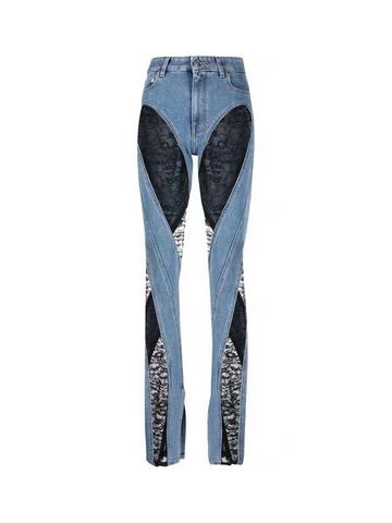 Lettice Lace Paneled High Rise Skinny Jeans