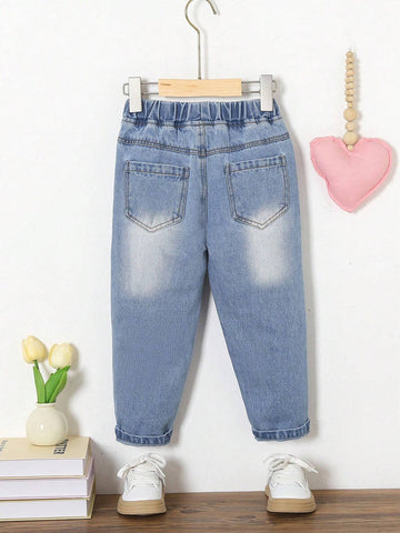 Little Girls" Cute, Casual And Comfortable Denim Jeans