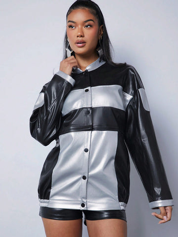 Luxe Colorblock Detachable Jacket & Skirt Set