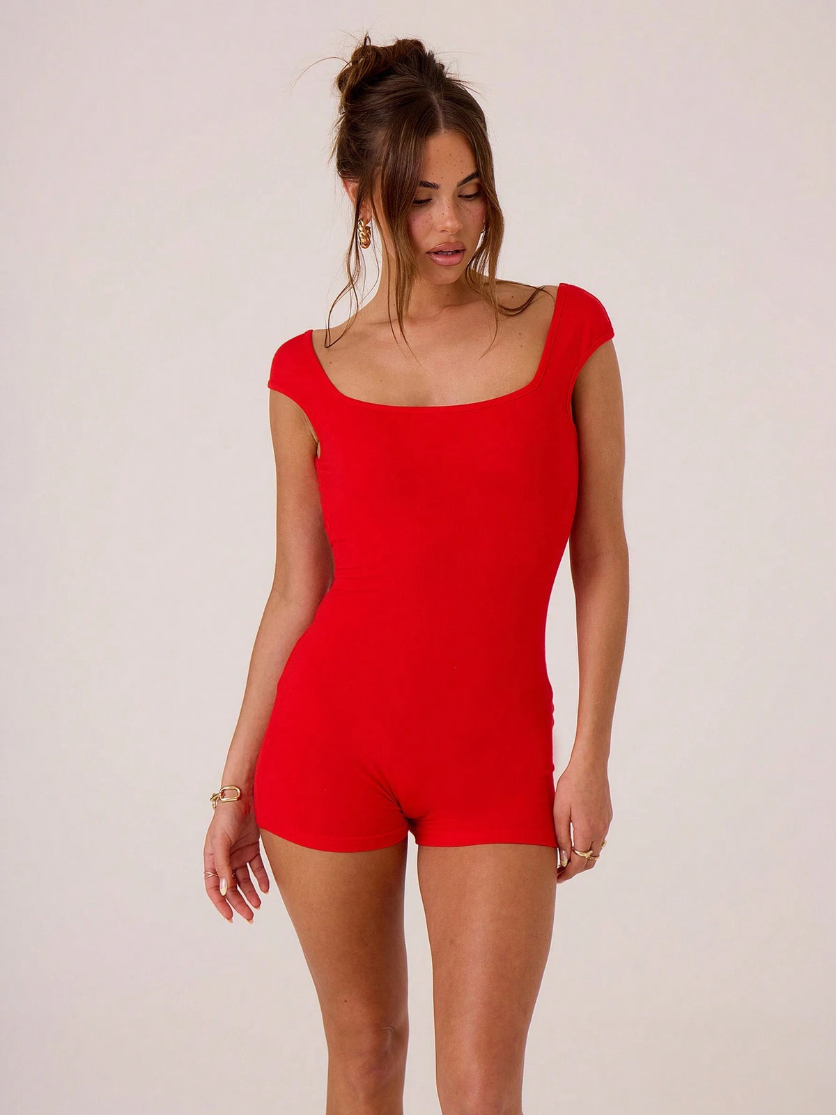 MUSERA Jersey Square Neck Playsuit