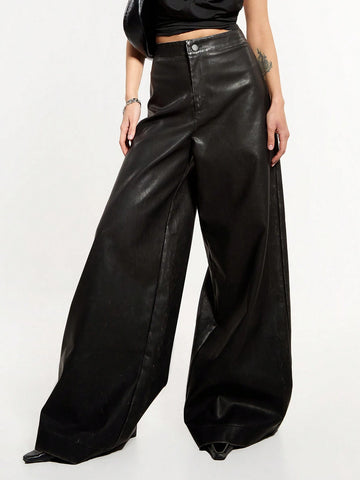 MUSERA Solid Color High Waisted Extra Long Wide Leg Pants