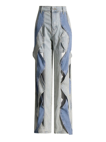 Mehetabel Cutout Denim Pants In Light Blue