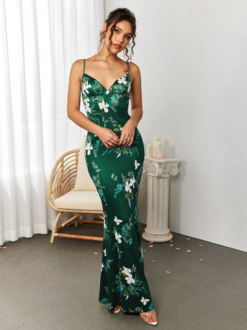 PARTHEA V-Neck Floral Print Cami Dress