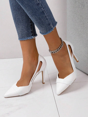 Pointed Toe Thin Heel White Fashionable Women'S High Heel Shoes