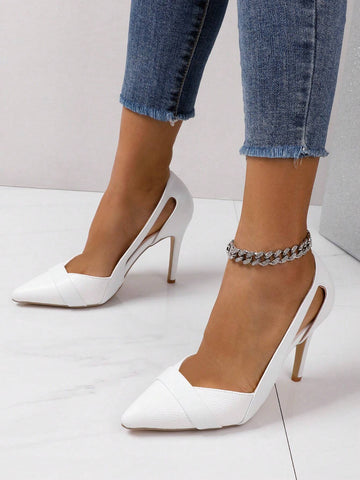 Pointed Toe Thin Heel White Fashionable Women'S High Heel Shoes