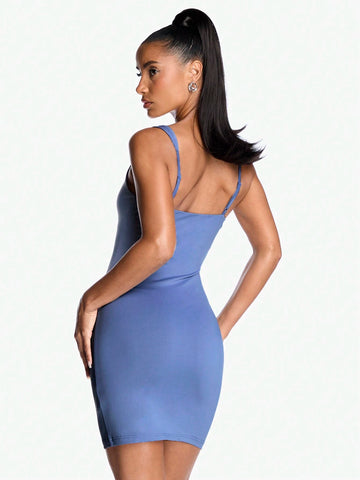 Summer Casual Blue Sleeveless Bodycon Mini Dress