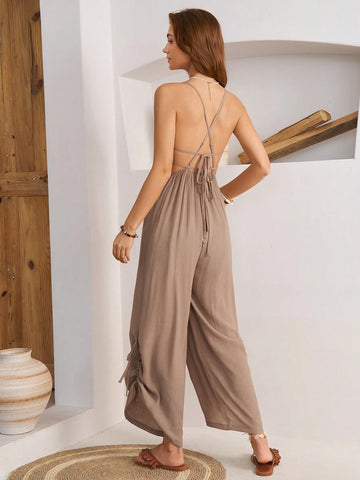Backless Jumpsuit For Women, Perfect For Vacations