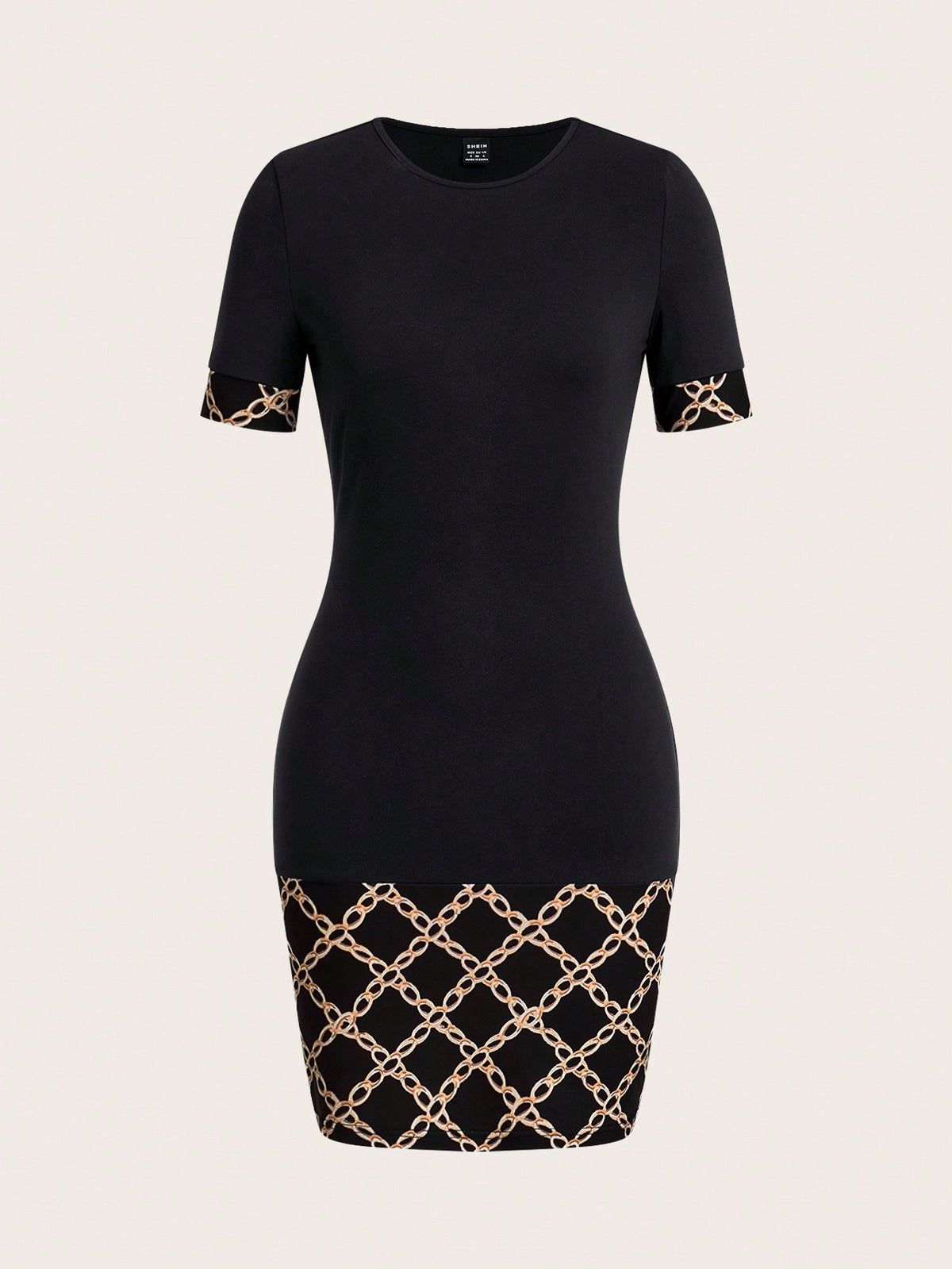 Chain Printed Spliced Slimming Bodycon Dress For Women