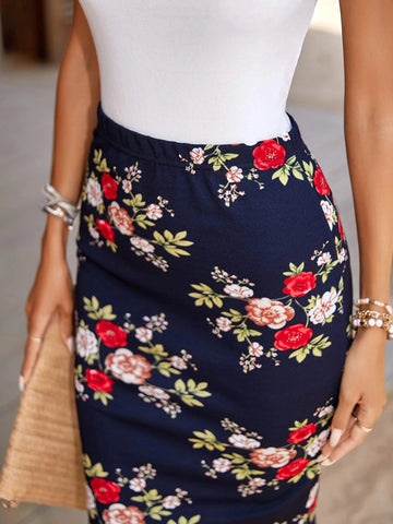 Clasi Floral Print Pencil Skirt