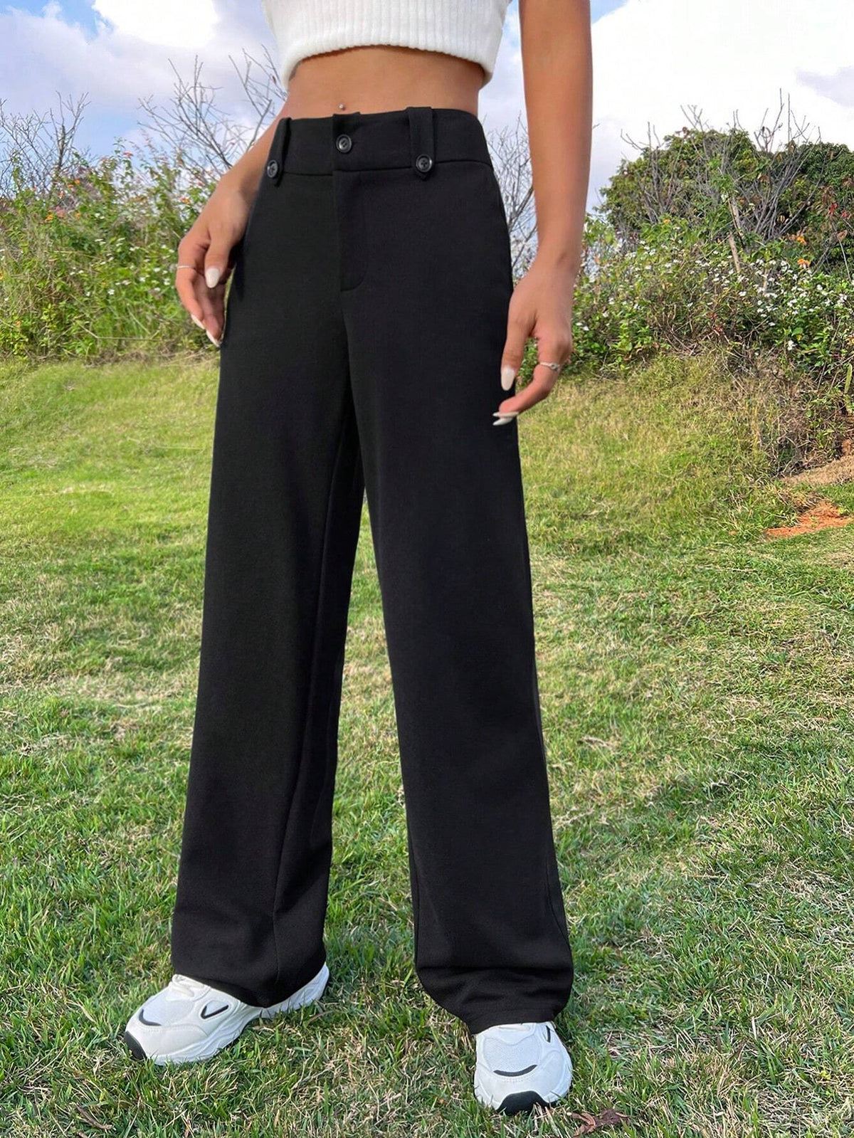 EZwear Black Woven Women's Trousers