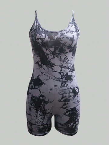 Ladies Tie-Dye Tight Jumpsuit For Daily Wear