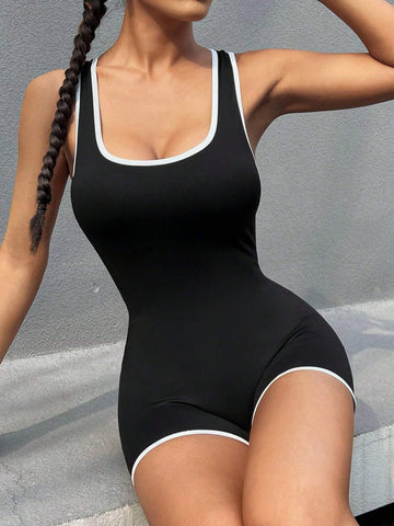 Women Sexy Color-Block Halter Jumpsuit With Open Back For Summer