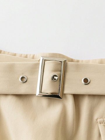 EZwear Women Y2K Khaki 3D Pocket Mini Skirt