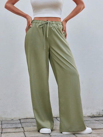 EZwear Women's Fashionable Summer Loose Casual Long Pants, Solid Color