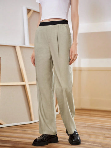 Essnce Ladies' Straight-leg Pants In Color-blocking Design