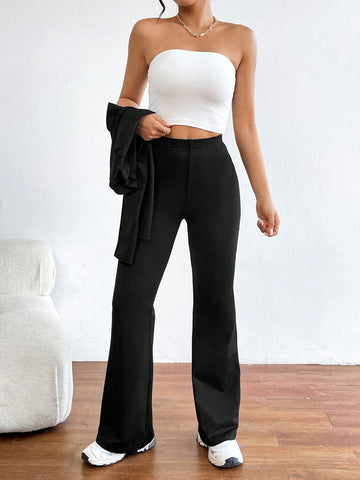 Ladies' Strapless Top, Shawl Collar Jacket And Colorblock Pants 3-Piece Suit