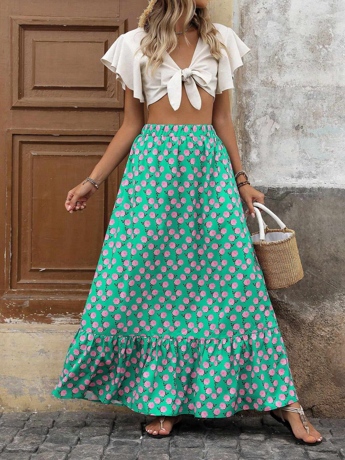 Frenchy Women's Summer Holiday Long Floral Skirt