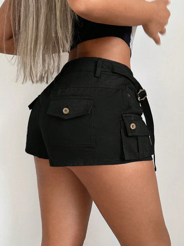 ICON Flap Pocket Buckle Detail Cargo Shorts
