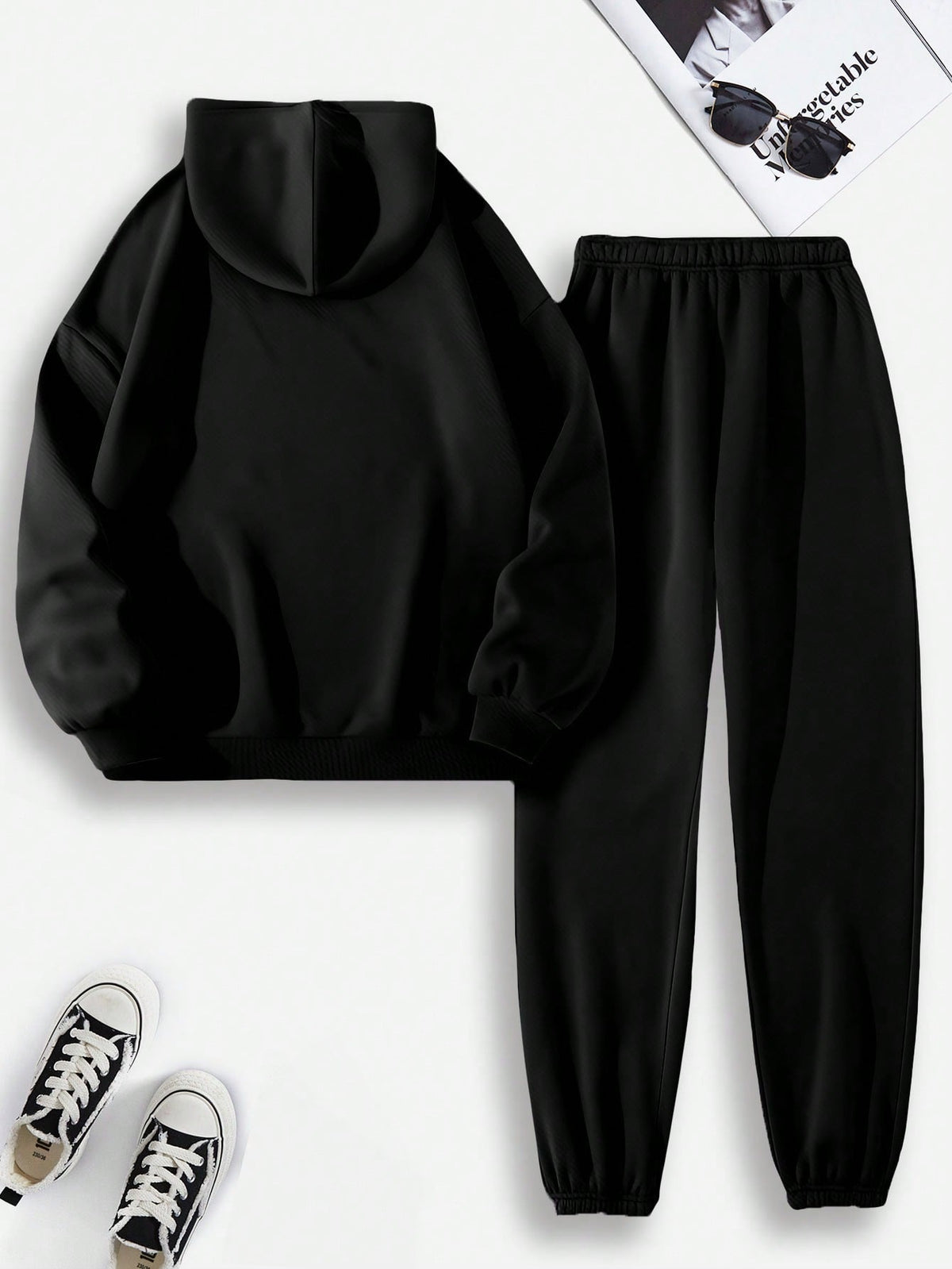 Women's Casual Crown & Letter Print Hoodie And Sweatpants Two-Piece Set