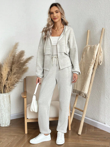 Women's Grey Hoodie And Sports Pants Set