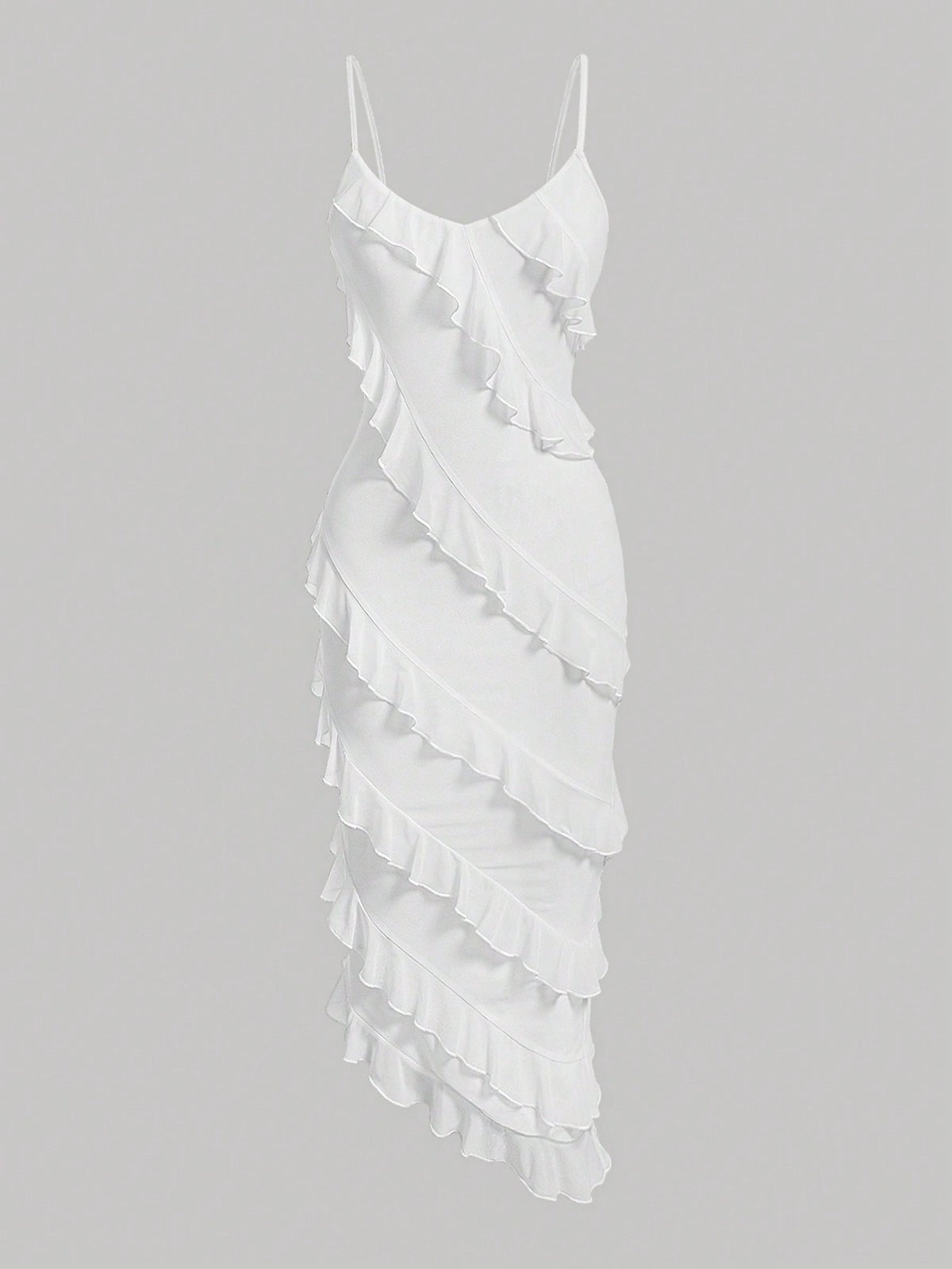 MOD Ruffle Trim Asymmetrical Hem Cami Dress