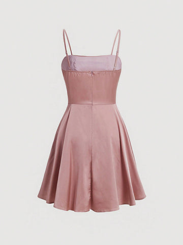 MOD Solid Ruched Bust Cami Dress
