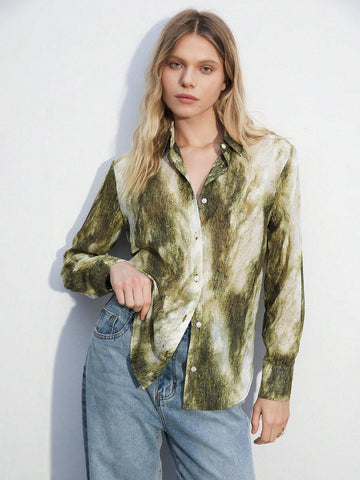 Maija Women's Stylish Colorblocked Printed Long Sleeve Shirt