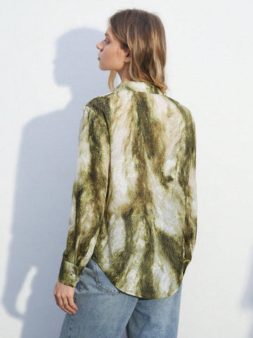 Maija Women's Stylish Colorblocked Printed Long Sleeve Shirt