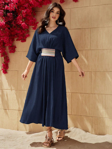 Ramadan Women's Textured Waist-Cinching Dress