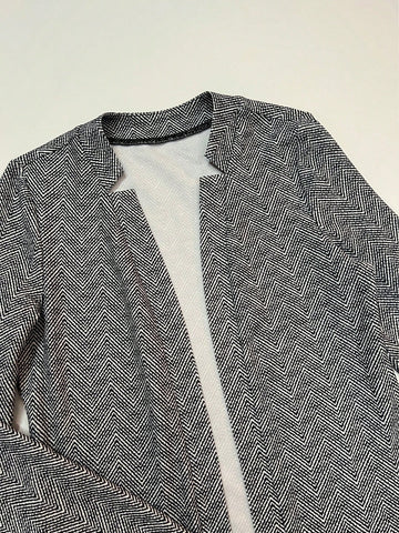 Random Herringbone Pattern Long Sleeve Jacket And Pants 2pcs/set