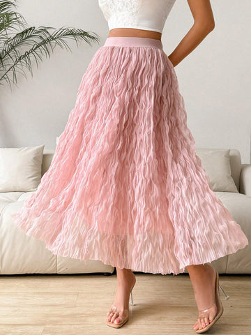 Privé Women Solid Color Knitted Long Summer Skirt