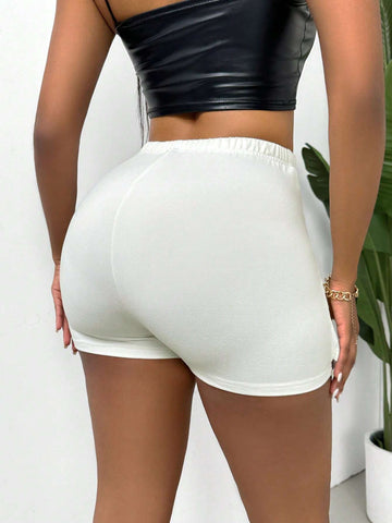 SXY Solid Color Twist Knot Elastic Waist Shorts