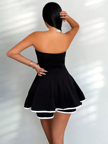 Top Black And White Flounder Romper