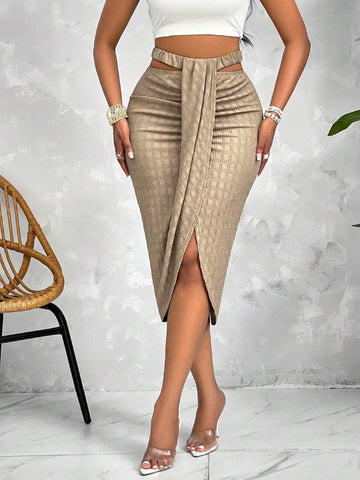 Slayr Vertical Cut Design With Hollowed Out Waist Skirt, Pleated And Beautiful Buttocks Line, High-End Tex