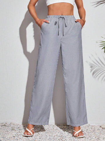 Tall Women's Grey Striped Woven Trousers